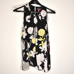 Vince Camuto NWT Floral Sleeveless Black Blouse M